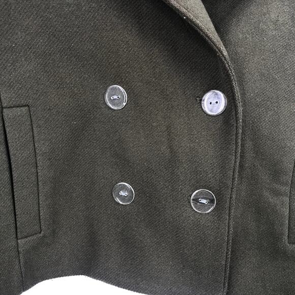 Tibi Green Admiral Cropped Peacoat 2 Collared Double Breasted Pocket Epaulets - Picture 4 of 6